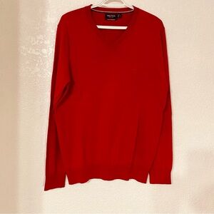 Nautica Luxury Performance Red Knit V-Neck Pullover Sz L